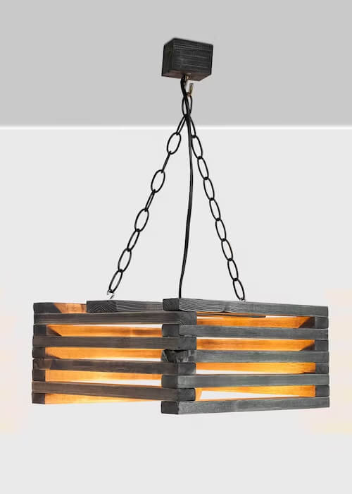 CrisPhy Lampe Suspendue En Bois Vintage - Lustre Scandinave De Plafond